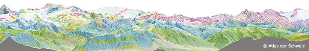 Alpenpanorama mit geologischen Schichten